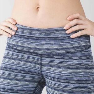 Lululemon Wunder Under Crop Space Dye Twist Sapphire Blue Multi Cropped Leggings